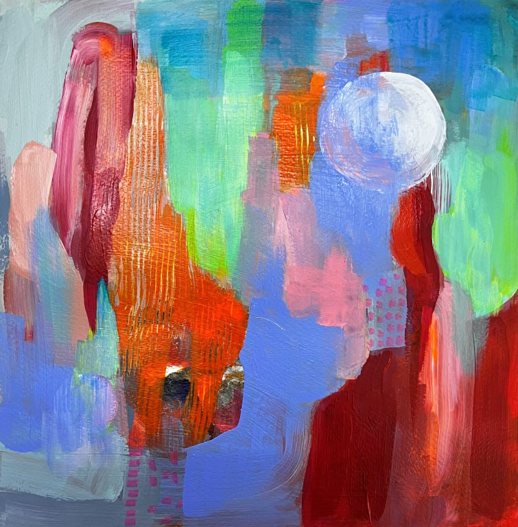 nature, moon, The Rising Moon, Acrylic on paper, painting, Sangeeta Charan